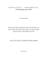 Một số giải pháp nhằm đáp ứng tốt hơn nhu cầu nước sạch cho người dân ở khu vực nông thôn huyện cờ đỏ   thành phố cần thơ 