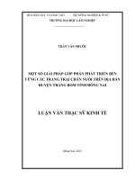 Một số giải pháp góp phần phát triển bền vững các trạng trại chăn nuôi trên địa bàn huyện trảng bom tỉnh đồng nai 