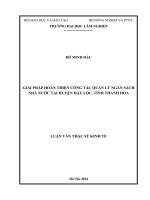 Giải pháp hoàn thiện công tác quản lý ngân sách nhà nước tại huyện hậu lộc, tỉnh thanh hóa 