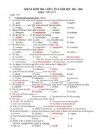 de dap an kiem tra 1 tiet mon tieng anh lop 11 hoc ky 2 nam hoc 2015 2016 