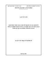 Giải pháp nhằm thúc đẩy chuyển dịch cơ cấu kinh tế nông nghiệp nhằm nâng cao hiệu quả sử dụng đất ở huyện quang bình,tỉnh hà giang 