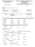 ĐỀ THI KSCL GIỮA HỌC KÌ II NAM TRỰC 20152016 MÔN ANH 6