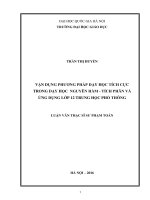 Vận dụng phương pháp dạy học tích cực trong dạy học nguyên hàm – tích phân và ứng dụng lớp 12 trung học phổ thông (tt) 