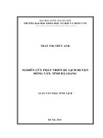 Nghiên cứu phát triển du lịch huyện đồng văn, tỉnh hà giang 