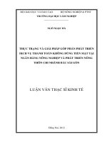 Thực trạng và giải pháp góp phần phát triển dịch vụ thanh toán không dùng tiền mặt tại ngân hàng nông nghiệp và phát triển nông thôn chi nhánh bắc sài gòn 