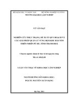 Nghiên cứu thực trạng, đề xuất quy hoạch và các giải pháp quản lý vùng đệm khu bảo tồn thiên nhiên pù hu, tỉnh thanh hóa 