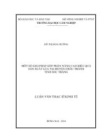Một số giải pháp góp phần nâng cao hiệu quả sản xuất lúa tại huyện châu thành tỉnh sóc trăng 