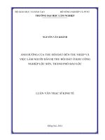 Ảnh hưởng của thu hồi đất đến thu nhập và việc làm người dân bị thu hồi đất ở khu công nghiệp lộc sơn, thành phố bảo lộc 