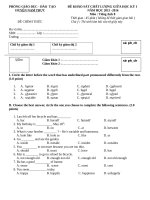 ĐỀ THI KSCL GIỮA HỌC KÌ II NAM TRỰC 20152016 MÔN ANH 8