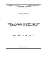 Nghiên cứu đề xuất một số giải pháp hạn chế rủi ro tín dụng tại ngân hàng nông nghiệp và phát triển nông thôn việt nam   chi nhánh bắc sài gòn 