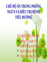 CHẾ độ ăn TRONG PHÒNG NGỪA và điều TRỊ BỆNH TIỂU ĐƯỜNG 