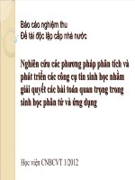 Nghiên Cứu Các Phương Pháp Phân Tích Và Phát Triển Các Công Cụ Tin Sinh Học Nhằm Giải Quyết Các Bài Toán Quan Trọng Trong Sinh Học Phân Tử Và Ứng Dụng