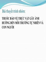 thuốc bảo vệ thực vật gây ảnh hưởng đến môi trường tự nhiên và con người 