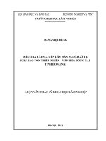 Điều tra tài nguyên lâm sản ngoài gỗ tại khu bảo tồn thiên nhiên   văn hóa đồng nai, tỉnh đồng nai 