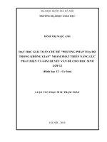 Dạy học giải toán chủ đề “phương pháp tọa độ trong không gian” nhằm phát triển năng lực phát hiện và giải quyết vấn đề cho học sinh lớp 12 (tt) 