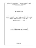 Giải pháp góp phần giải quyết việc làm lao động nông thôn huyện thới lai thành phố cần thơ 