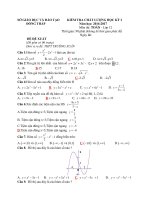 ĐỀ THI TRẮC NGHIỆM  HKI MÔN TOÁN 12  CÓ ĐÁP ÁN