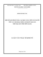 Một số giải pháp nâng cao khả năng tiếp cận nguồn vốn vay cho hoạt động đánh bắt hải sản trên địa bàn tỉnh kiên giang 