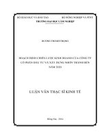 Hoạch định chiến lược kinh doanh của công ty cổ phần đầu tư và xây dựng nhơn thành đến năm 2020 