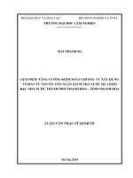Giải pháp tăng cường kiểm soát chi đầu tư xây dựng cơ bản từ nguồn vốn ngân sách nhà nước qua kho bạc nhà nước thành phố thanh hóa   tỉnh thanh hóa 