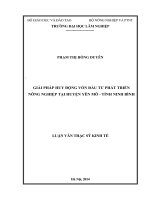 Giải pháp huy động vốn đầu tư phát triển nông nghiệp tại huyện yên mô   tỉnh ninh bình 