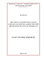 Thực trạng và giải pháp nâng cao chất lượng đào tạo nghề cho lao động nông thôn trên địa bàn huyện xuân lộc tỉnh đồng nai 