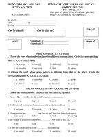 ĐỀ THI KSCL GIỮA HỌC KÌ II NAM TRỰC 20152016 MÔN ANH 9