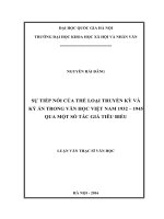 Sự tiếp nối của thể loại truyền kỳ và kỳ án trong văn học việt nam 1932 – 1945 qua một số tác giả tiêu biểu 