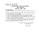 De thi HSG sinh hoc 7 nam hoc 20132014 