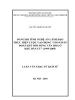 Đảng bộ tỉnh nghệ an lãnh đạo thực hiện cuộc vận động toàn dân đoàn kết xây dựng đời sống văn hóa ở khu dân cư (1995   2005) 