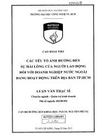 Các yếu tố ảnh hưởng đến sự hài lòng của người lao động đối với doanh nghiệp nước ngoài đang hoạt động trên địa bàn TP HCM  