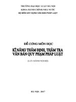 đề cương môn học kĩ năng thẩm định, thẩm tra  văn bản quy phạm pháp luật 