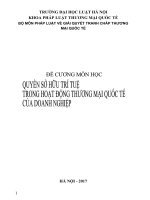 đề cương môn quyền sở hữu trí tuệ trong hoạt động thương mại quốc tế  của doanh nghiệp 