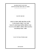 Chất lượng môi trường nước và đa dạng thực vật nổi tại cửa soài rạp (sông đồng nai) và cửa cổ chiên (sông tiền giang) giai đoạn 2011  2015