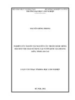 Nghiên cứu tài nguyên cây thuốc được đồng bào dân tộc dao sử dụng tại vườn quốc gia hoàng liên, tỉnh lào cai 