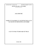 Nghiên cứu dao động của xe ô tô hyundai 3,5 tấn vận chuyển gỗ trên đường lâm nghiệp 
