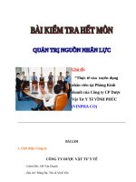 Thực tế của  tuyển dụng nhân viên tại phòng kinh doanh của công ty CP dược vật tư y tế VĨNH PHÚC 