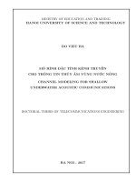 Luận án tiến sĩ mô hình đặc tính kênh truyền cho thông tin thủy âm vùng nước nông 