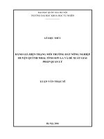 Đánh giá hiện trạng môi trường đất nông nghiệp huyện quỳnh nhai, tỉnh sơn la và đề xuất giải pháp quản lý 