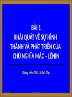BÀI GIẢNG ĐIỆN TỬ CHÍNH TRỊ CAO ĐẲNG NGHỀ BÀI 1  KHÁI QUÁT VỀ SỰ HÌNH THÀNH VÀ PHÁT TRIỂN CỦA CHỦ NGHĨA MÁC  LÊNIN