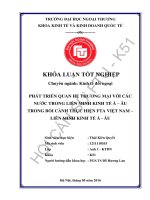 PHÁT TRIỂN QUAN HỆ THƯƠNG MẠI VỚI CÁC NƯỚC TRONG PHÁT TRIỂN QUAN HỆ THƯƠNG MẠI VỚI CÁC NƯỚC TRONG LIÊN MINH KINH TẾ Á – ÂU TRONG BỐI CẢNH THỰC HIỆN FTA VIỆT NAM – LIÊN MINH KINH TẾ Á  ÂU TRONG BỐI CẢNH THỰC HIỆN FTA VIỆT NAM – LIÊN MINH KINH TẾ Á  ÂU