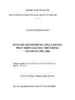 Đảng bộ thành phố hà nội lãnh đạo phát triển giáo dục phổ thông giai đoạn 1996   2006 