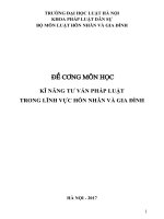 đề cương môn học kĩ năng tư vấn pháp luật trong lĩnh vực hôn nhân và gia đình 2TC 