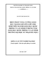 Biện pháp tăng cường giáo dục ngoài giờ lên lớp cho sinh viên ngành giáo dục quốc phòng và an ninh ở trung tâm giáo dục quốc phòng và an ninh trường đại học sư phạm hà nội 2