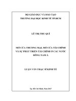 luận văn mở cửa thương mại, mở cửa tài chính và sự phát triển tài chính ở các nước đông nam á 