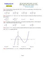 Đề thi thử THPT 2017 môn Toán trường THPT Việt Yên 1 Bắc Giang Lần 1 File word Có lời giải chi tiết