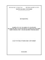 Nghiên cứu các tác động của người dân địa phương đến tài nguyên rừng tại khu bảo tồn thiên nhiên thượng tiến   huyện kim bôi   tỉnh hòa bình 