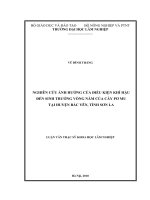 Nghiên cứu ảnh hưởng của điều kiện khí hậu đến sinh trưởng vòng năm của cây pơ mu tại huyện bắc yên, tỉnh sơn la 