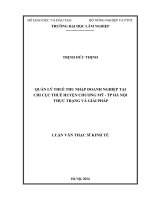 Quản lý thuế thu nhập doanh nghiệp tại chi cục thuế huyện chương mỹ   TP hà nội thực trạng và giải pháp 