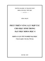 Phát triển năng lực hợp tác cho học sinh trong dạy học khoa học 4
